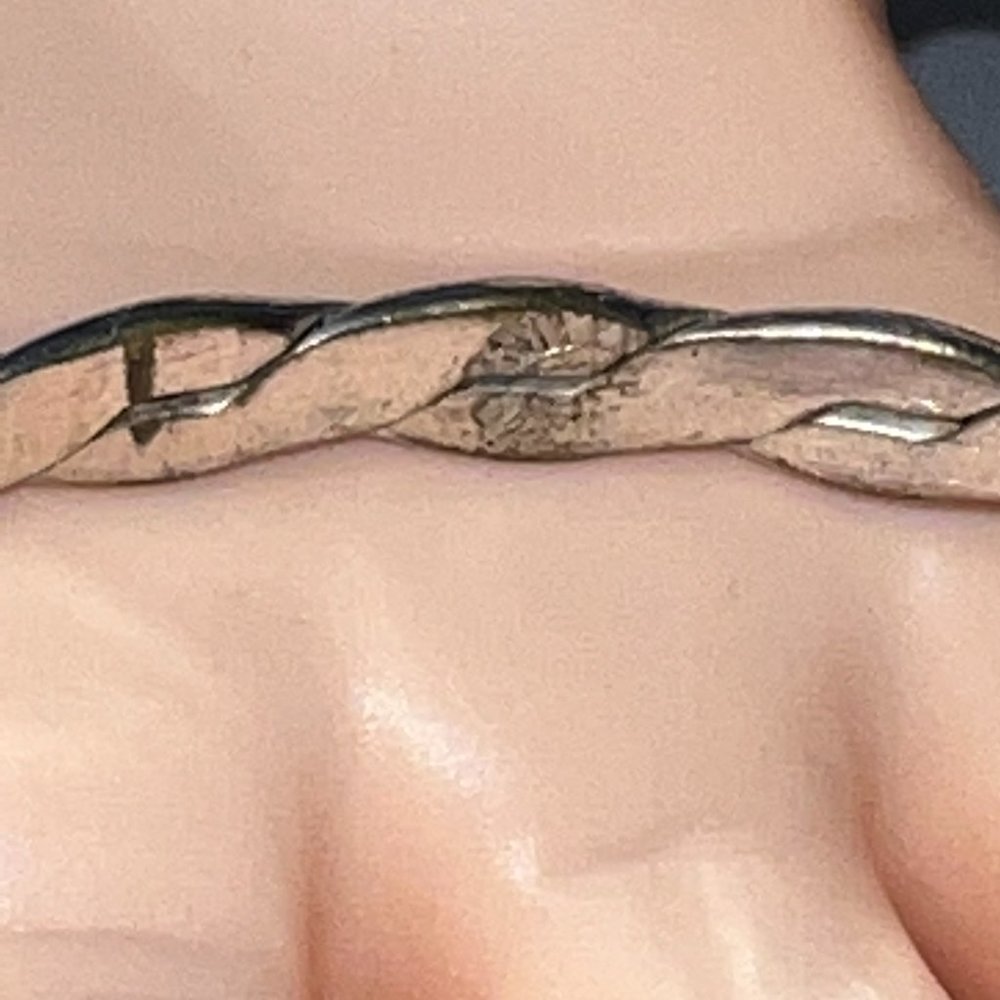 Vintage Silver Plated Flat Braid Pattern Heavy Ba… - image 3
